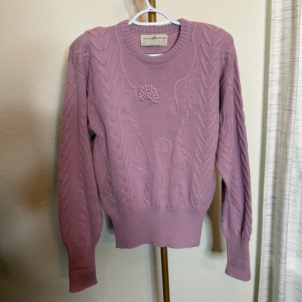 Vintage Peruvian Connection Lavender Knit Sweater